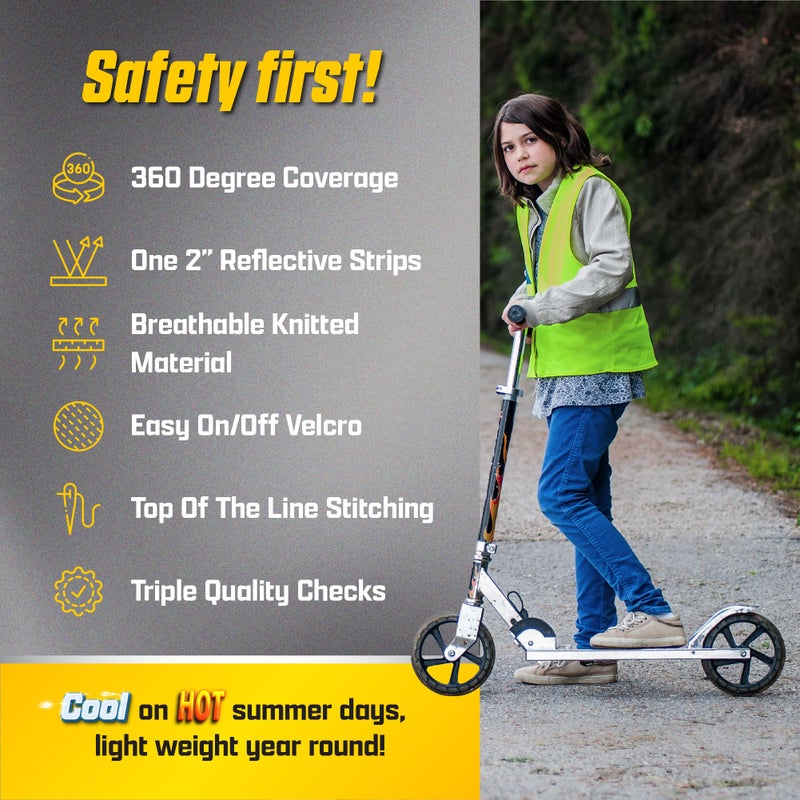 PeerBasics, 10 Pack Child 360 Degree Safety Vest Yellow, Reflective High Visibility Silver Strip, Boys & Girls, Work, Cycling, Runner, Crossing Guard, Road, for Kids - Image 3